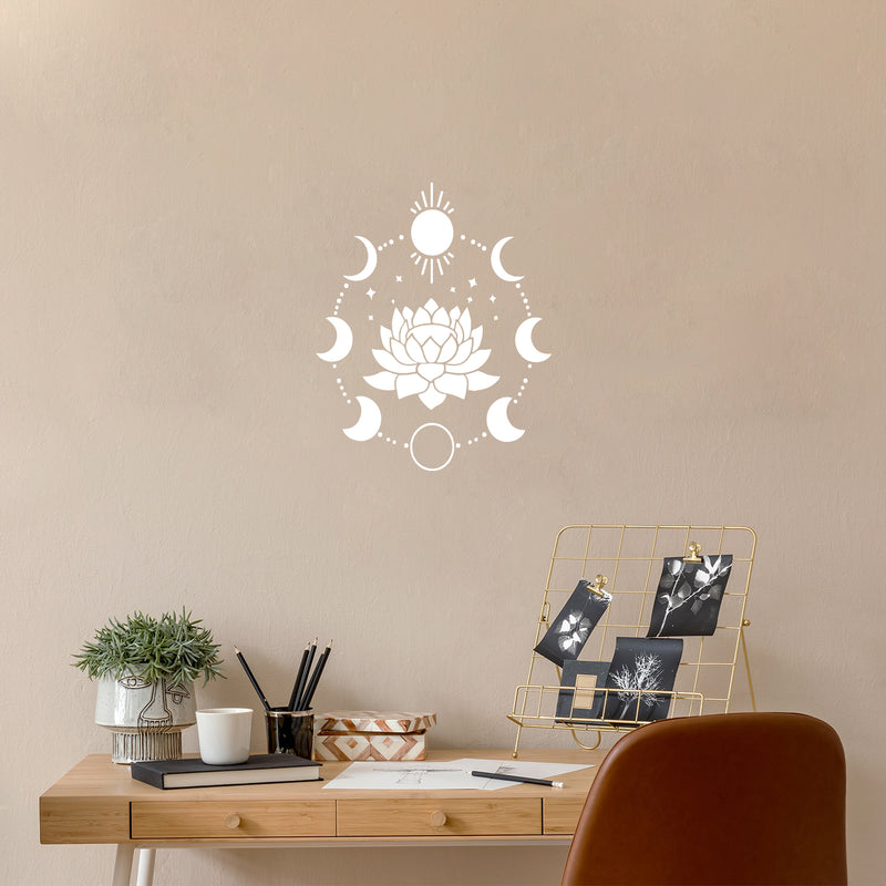 Vinyl Wall Art Decal - Lotus Flower - 17" x 20" - Modern Sticker Trendy Figures Minimalist Flower Design For Home Bedroom Living Room Work Office Store Fine Decor 2