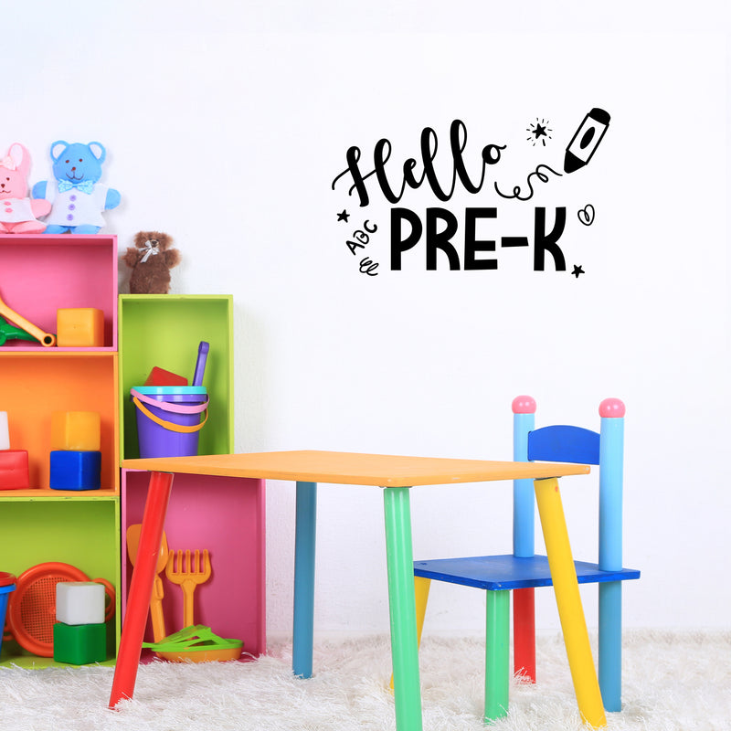 Vinyl Wall Art Decal - Hello Pre-k - 9" x 15" - Trendy Inspiring Lovely Kids Quote Sticker For Home Study Room Toddlers Bedroom Nursery Playroom Kindergarten Kinder Daycare Classroom Decor 3