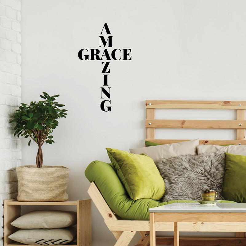 Vinyl Wall Art Decal - Amazing Grace - 1- Modern Motivational Self Esteem Classic Song Quote Sticker For Home Office Bedroom Living Room Piano Window Coffee Shop Decor 3