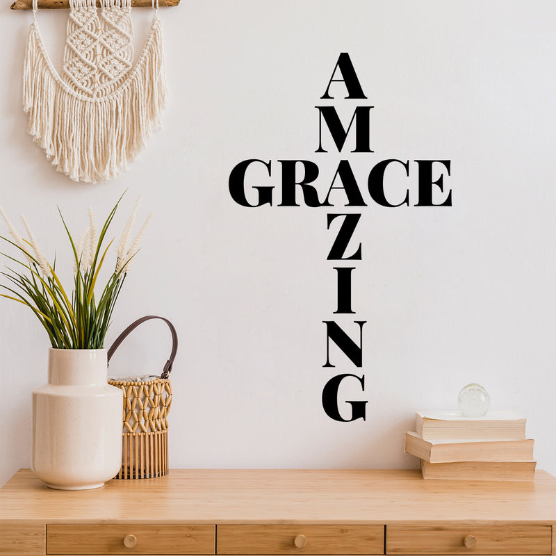 Vinyl Wall Art Decal - Amazing Grace - 15" x 9" - Modern Motivational Self Esteem Quote Sticker For Home Office Bedroom Living Room Window Coffee Shop Decor 2