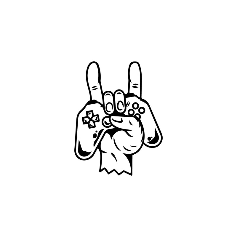 Vinyl Wall Art Decal - Hand With Game Controller - 22" x 17" - Trendy Show Rock Design Sticker For Home Office Living Room Gamer Teen Bedroom Kids Room Mirror Decor 1