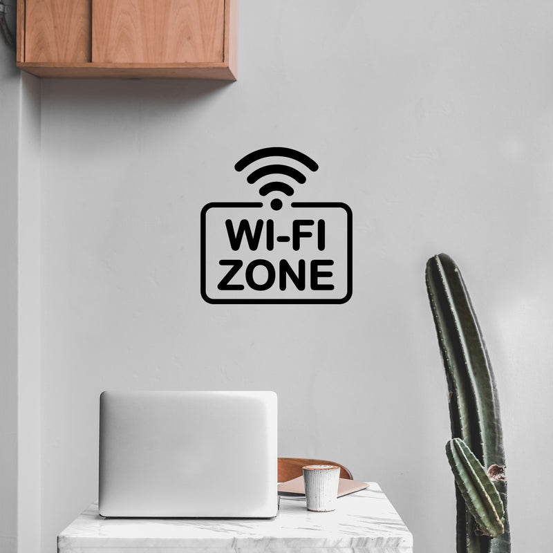 Vinyl Wall Art Decal - Wi-Fi Zone - 10. Modern Trendy Cool Design Sing Quote Sticker For Home Windows Doors Playroom Gaming Room Office Coffee Shop Storefront Decor 3