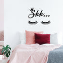 Vinyl Wall Art Decal - Shh - 12.5" x 16" - Trendy Inspirational Feminine Quote Lashes Design Sticker For Home Bedroom Closet Boutique Beauty Saloon Decor 2