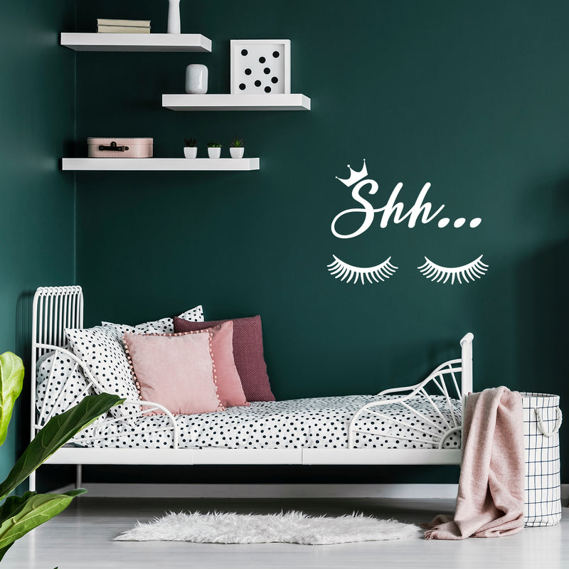 Vinyl Wall Art Decal - Shh - 12.5" x 16" - Trendy Inspirational Feminine Quote Lashes Design Sticker For Home Bedroom Closet Boutique Beauty Saloon Decor 3