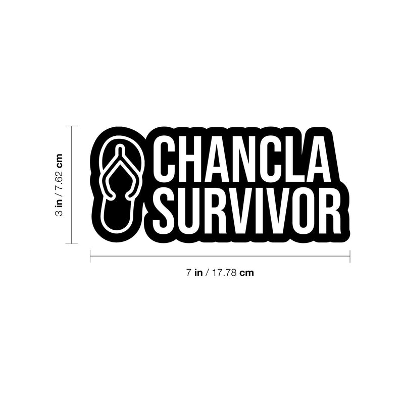 Vinyl Wall Art Decal - Chancla Survivor - 3" x 7" - Adult Joke Trendy For Bedroom Mirror Notebooks Laptops Mugs Thermos Cars Window Bumper Sticker Windows Decor 4