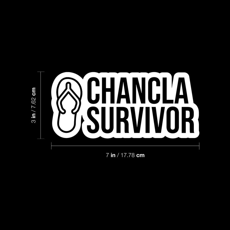 Vinyl Wall Art Decal - Chancla Survivor - 3" x 7" - Adult Joke Trendy For Bedroom Mirror Notebooks Laptops Mugs Thermos Cars Window Bumper Sticker Windows Decor 4