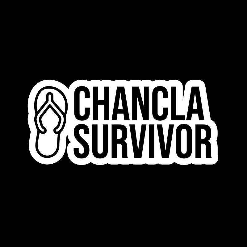 Vinyl Wall Art Decal - Chancla Survivor - 3" x 7" - Adult Joke Trendy For Bedroom Mirror Notebooks Laptops Mugs Thermos Cars Window Bumper Sticker Windows Decor 1