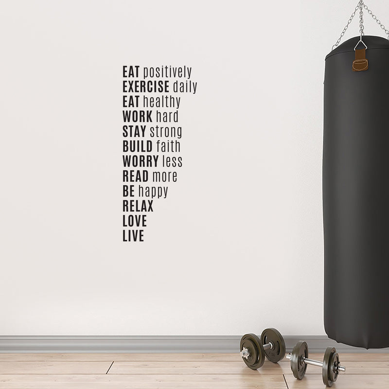 Vinyl Wall Art Decal - Think Exercise Eat And More - 26" x 12" - Trendy Motivational Positive Healthy Quote Sticker For Home Yoga CrossFit Center Gym Fitness Lifestyle Decor 2