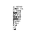 Vinyl Wall Art Decal - Think Exercise Eat And More - Trendy Motivational Positive Healthy Quote Sticker For Home Yoga CrossFit Center Gym Fitness Lifestyle Decor 1