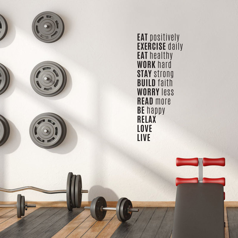 Vinyl Wall Art Decal - Think Exercise Eat And More - Trendy Motivational Positive Healthy Quote Sticker For Home Yoga CrossFit Center Gym Fitness Lifestyle Decor 3