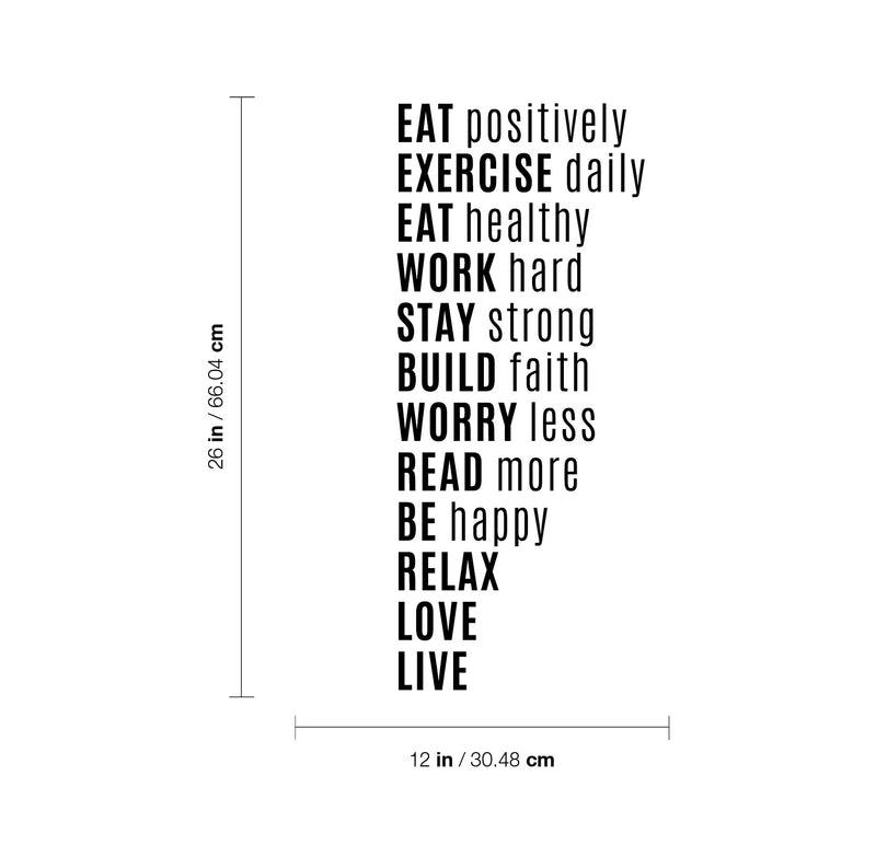 Vinyl Wall Art Decal - Think Exercise Eat And More - Trendy Motivational Positive Healthy Quote Sticker For Home Yoga CrossFit Center Gym Fitness Lifestyle Decor 4