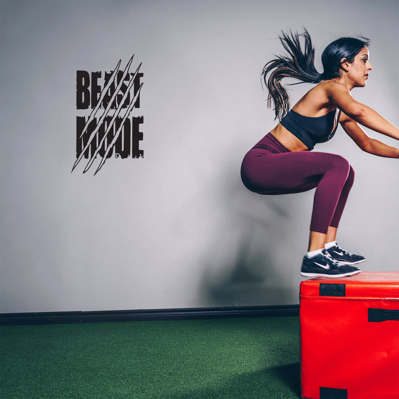 Vinyl Wall Art Decal - Beast Mode - 27" x 17" - Trendy Motivational Positive Design Healthy Quote Sticker For Office Workout Room Yoga Dance CrossFit Center Gym Fitness Lifestyle Decor 2