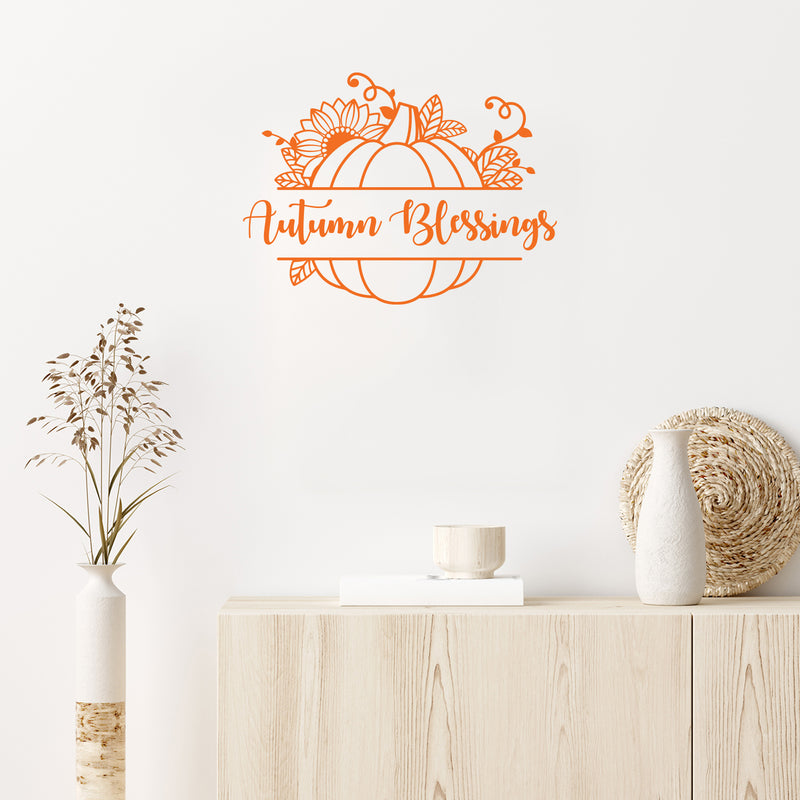 Vinyl Wall Art Decal - Autumn Blessings - Modern Lovely Fall Pumpkins Season Design Sticker For Home Family Room School Office Coffee Shop Doors Windows Storefront Decor 2