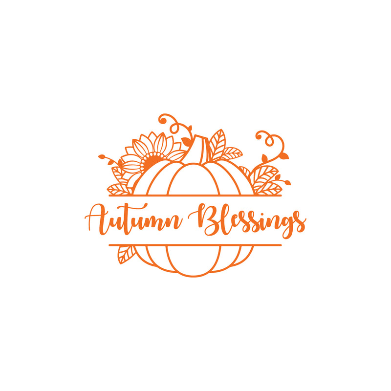 Vinyl Wall Art Decal - Autumn Blessings - Modern Lovely Fall Pumpkins Season Design Sticker For Home Family Room School Office Coffee Shop Doors Windows Storefront Decor 3