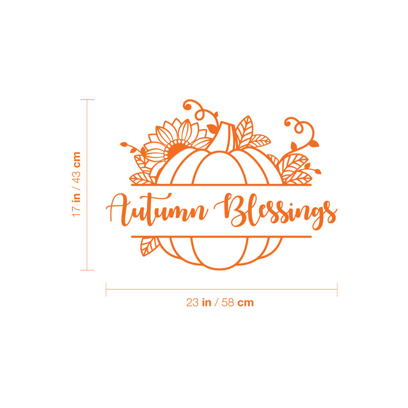 Vinyl Wall Art Decal - Autumn Blessings - 17" x 23" - Modern Lovely Fall Pumpkins Season Design Sticker For Home Family Room School Office Coffee Shop Doors Windows Storefront Decor 4