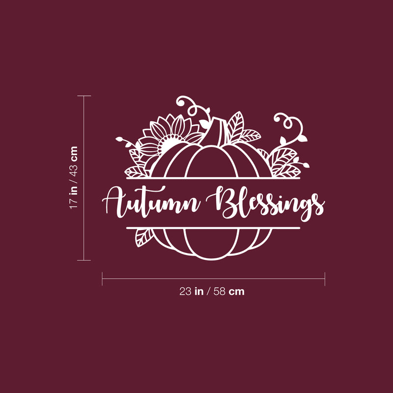 Vinyl Wall Art Decal - Autumn Blessings - 17" x 23" - Modern Lovely Fall Pumpkins Season Design Sticker For Home Family Room School Office Coffee Shop Doors Windows Storefront Decor 4