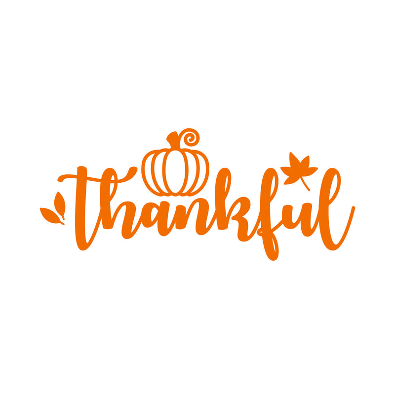 Vinyl Wall Art Decal - Thankful - 10. - Trendy Autumn Harvest Fall Leaves Seasonal Quote For Home Bedroom Kitchen Dining Room Office Church Decoration Sticker 1