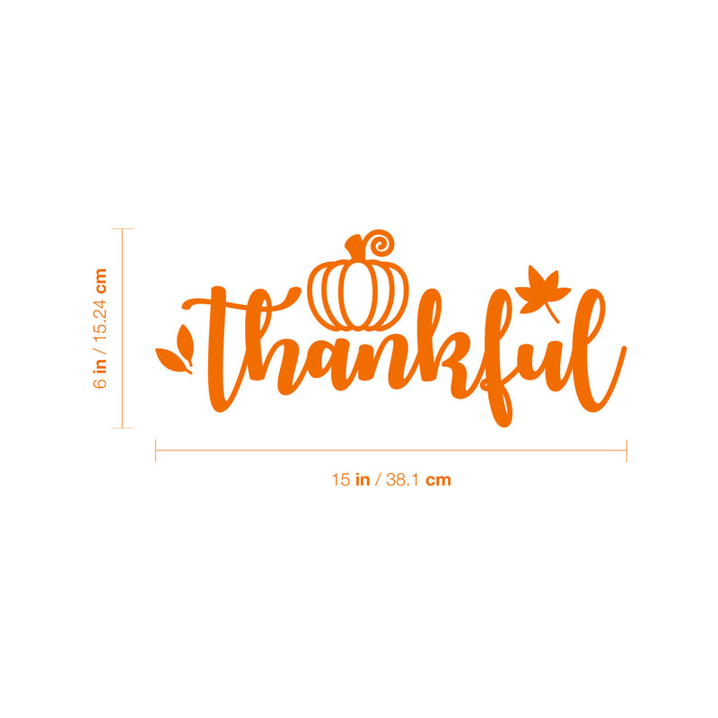 Vinyl Wall Art Decal - Thankful - 10. - Trendy Autumn Harvest Fall Leaves Seasonal Quote For Home Bedroom Kitchen Dining Room Office Church Decoration Sticker 4