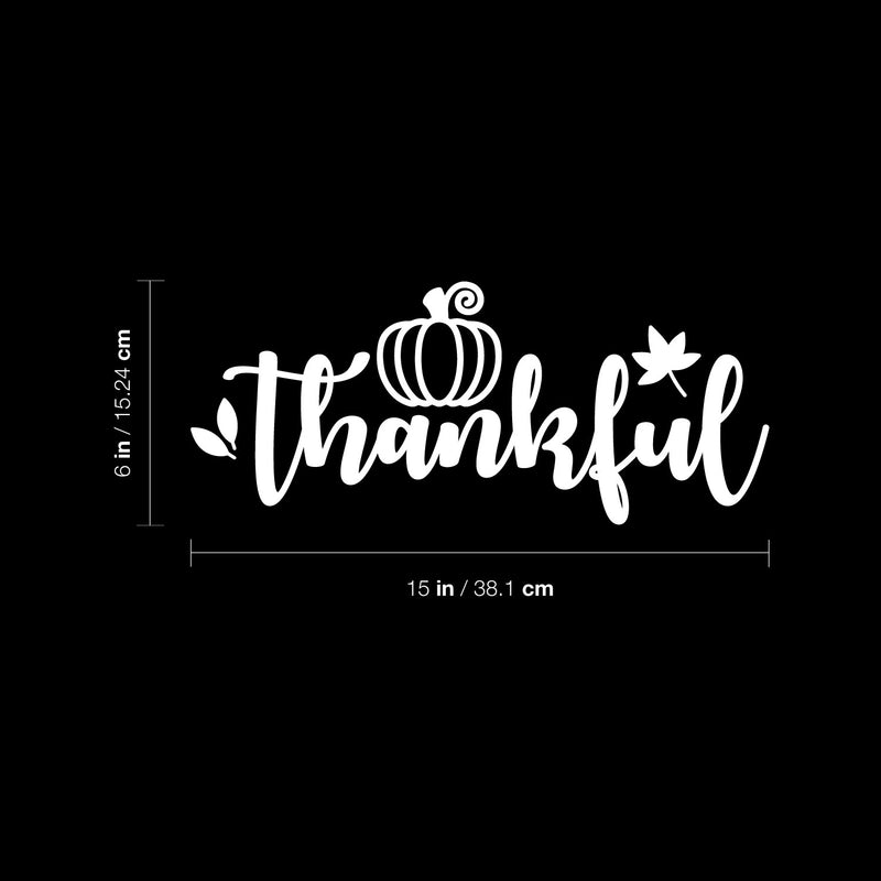 Vinyl Wall Art Decal - Thankful - 6" x 15" - Modern Inspiring Lovely Little Pumpkin Thanksgiving Season Design Sticker For Home School Office Coffee Shop Windows Storefront Decor 4