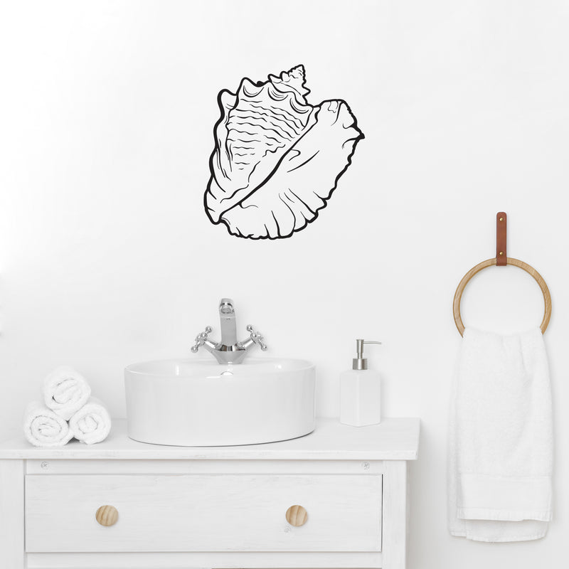 Vinyl Wall Art Decal - Blue Conch - 16.5" x 18" - Minimal Cute Adhesive Stickers Shell Design For Home Bedroom Bathroom Kids Room Living Room Beach Icon Store Sea Decor 2