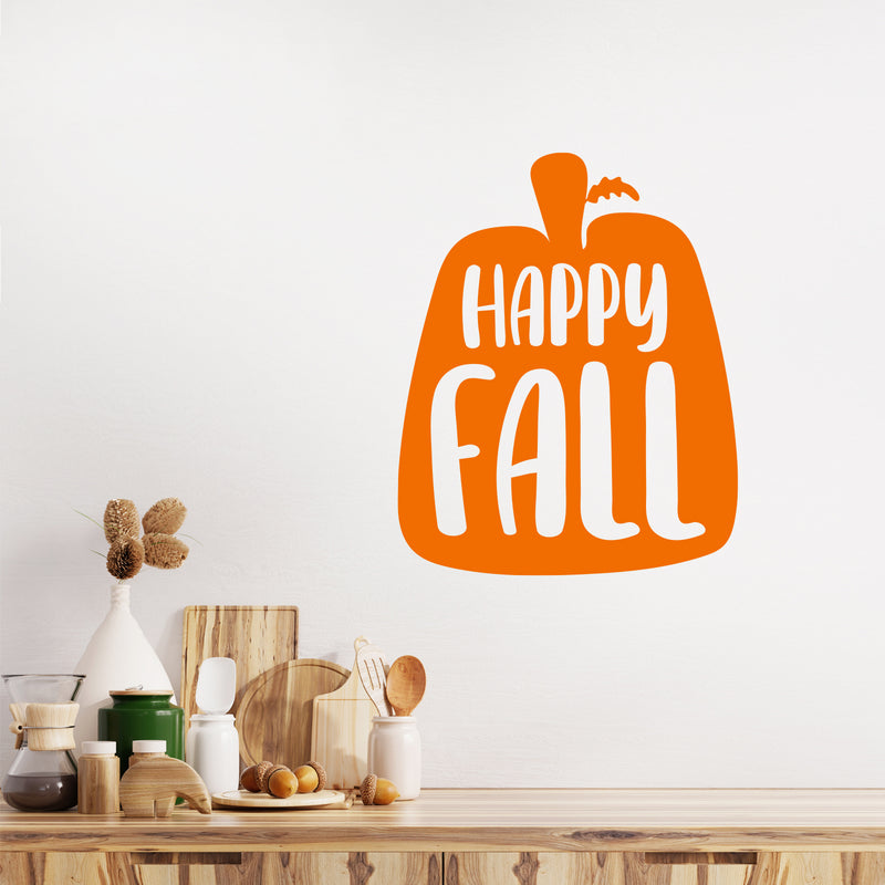 Vinyl Wall Art Decal - Happy Fall - 20" x 16" - Modern Lovely Autumn Season Pumpkin Design Sticker For Home Family Room School Office Coffee Shop Doors Windows Storefront Decor 2