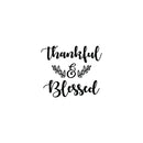 Vinyl Wall Art Decal - Thankful & Blessed - Trendy Cute Inspiring Thanksgiving Season Quote Sticker For Home Family Room School Office Coffee Shop Doors Windows Storefront Decor 1