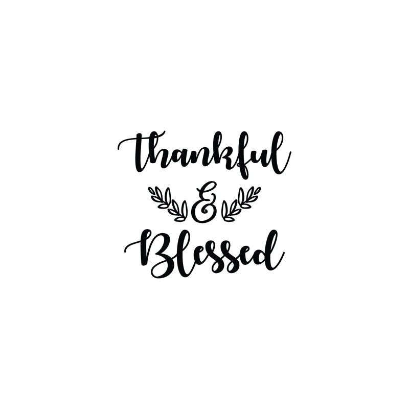 Vinyl Wall Art Decal - Thankful & Blessed - Trendy Cute Inspiring Thanksgiving Season Quote Sticker For Home Family Room School Office Coffee Shop Doors Windows Storefront Decor 1