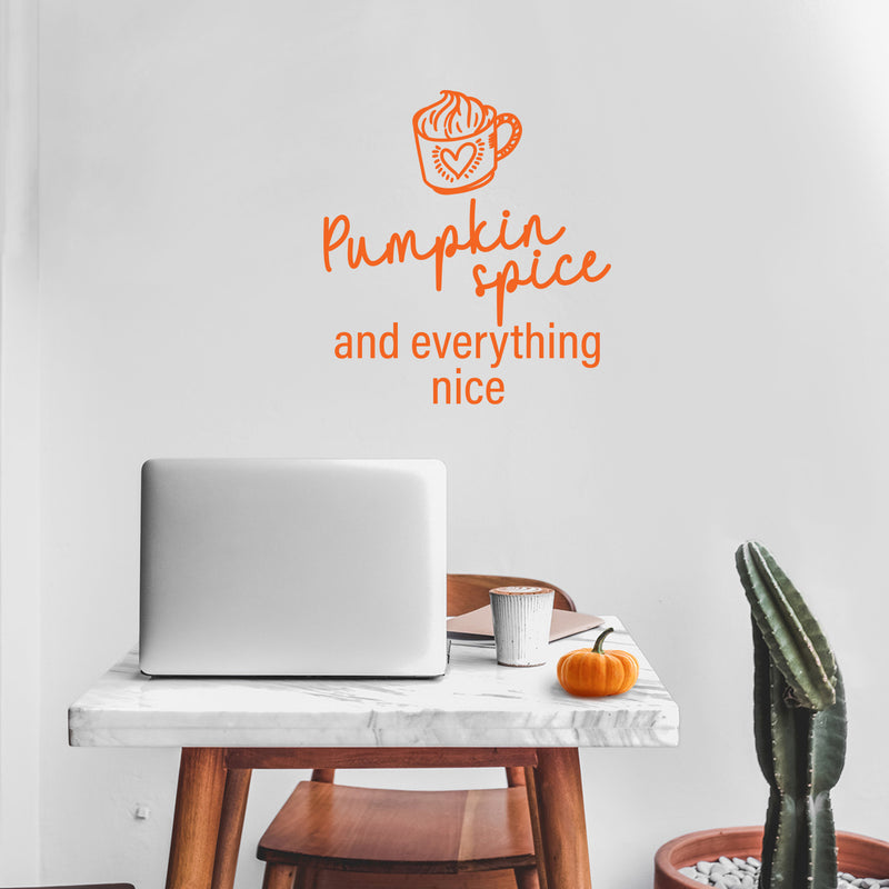 Vinyl Wall Art Decal - Pumpkin Spice And Everything Nice - 16.5" x 15" - Grateful Inspirational Thanksgiving Season Quote Sticker For Home Entry Door Dining Room Storefront Decor 2