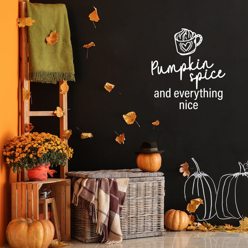 Vinyl Wall Art Decal - Pumpkin Spice And Everything Nice - 16.5" x 15" - Grateful Inspirational Thanksgiving Season Quote Sticker For Home Entry Door Dining Room Storefront Decor 3