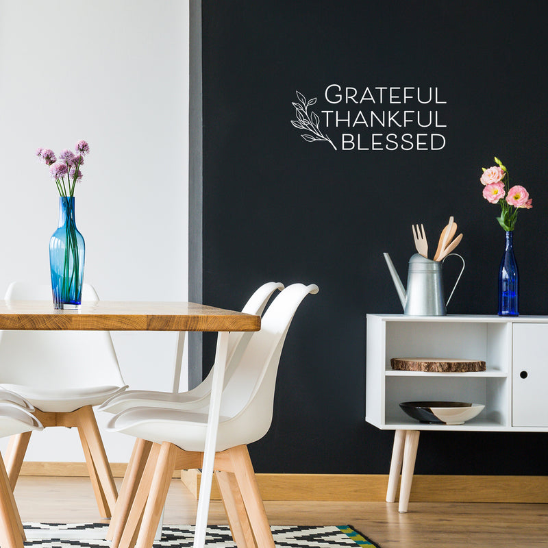 Vinyl Wall Art Decal - Grateful Thankful Blessed - 10.5" x 25" - Modern Lovely Inspiring Thanksgiving Quote Sticker For Home Family Room School Office Coffee Shop Windows Storefront Decor 2