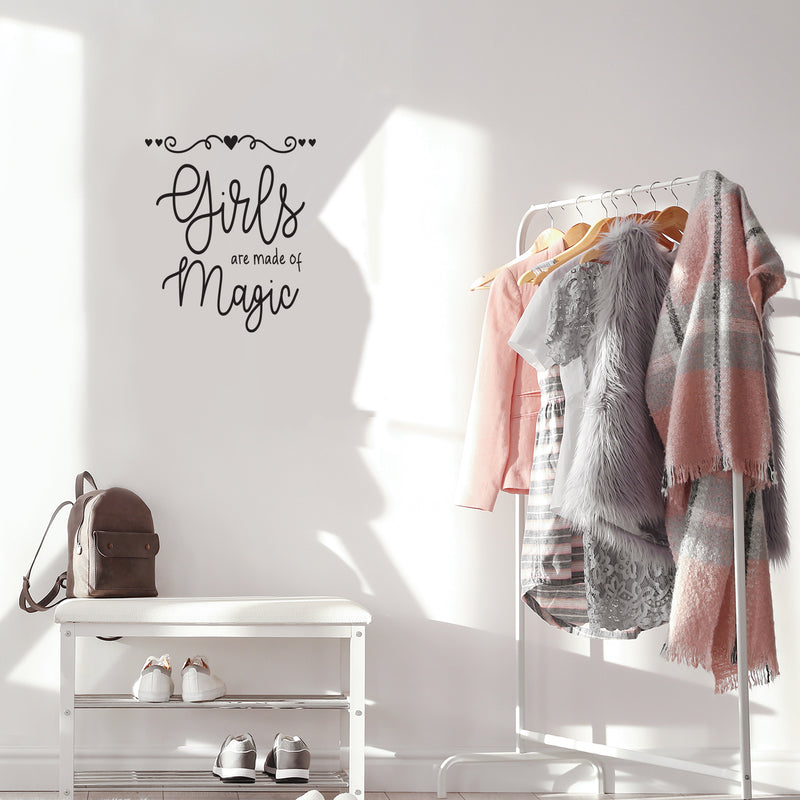 Vinyl Wall Art Decal - Girls Are Made Of Magic - 17" x 18.5" - Modern Inspirational Cute Quote Sticker For Home School Kids Room Office Teen Bedroom Living Room Classroom Decor 3