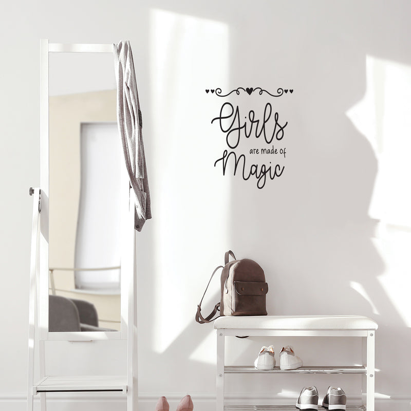 Vinyl Wall Art Decal - Girls Are Made Of Magic - 17" x 18.5" - Modern Inspirational Cute Quote Sticker For Home School Kids Room Office Teen Bedroom Living Room Classroom Decor 2