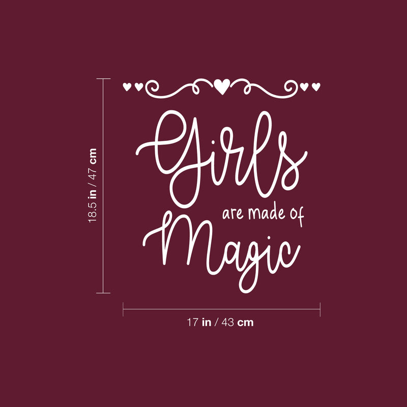Vinyl Wall Art Decal - Girls Are Made Of Magic - 17" x 18.5" - Modern Inspirational Cute Quote Sticker For Home School Kids Room Office Teen Bedroom Living Room Classroom Decor 4