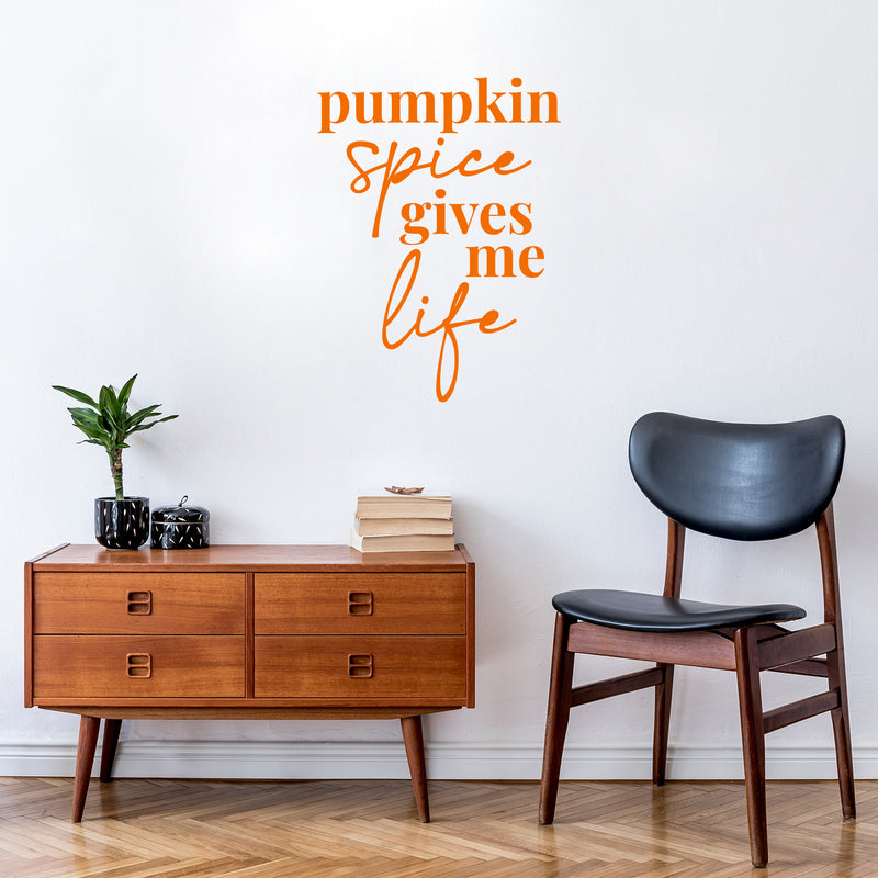 Vinyl Wall Art Decal - Pumpkin Spice Gives Me Life - 16" x 12" - Grateful Inspirational Thanksgiving Season Quote Sticker For Home Entry Door Dining Room Storefront Decor 3