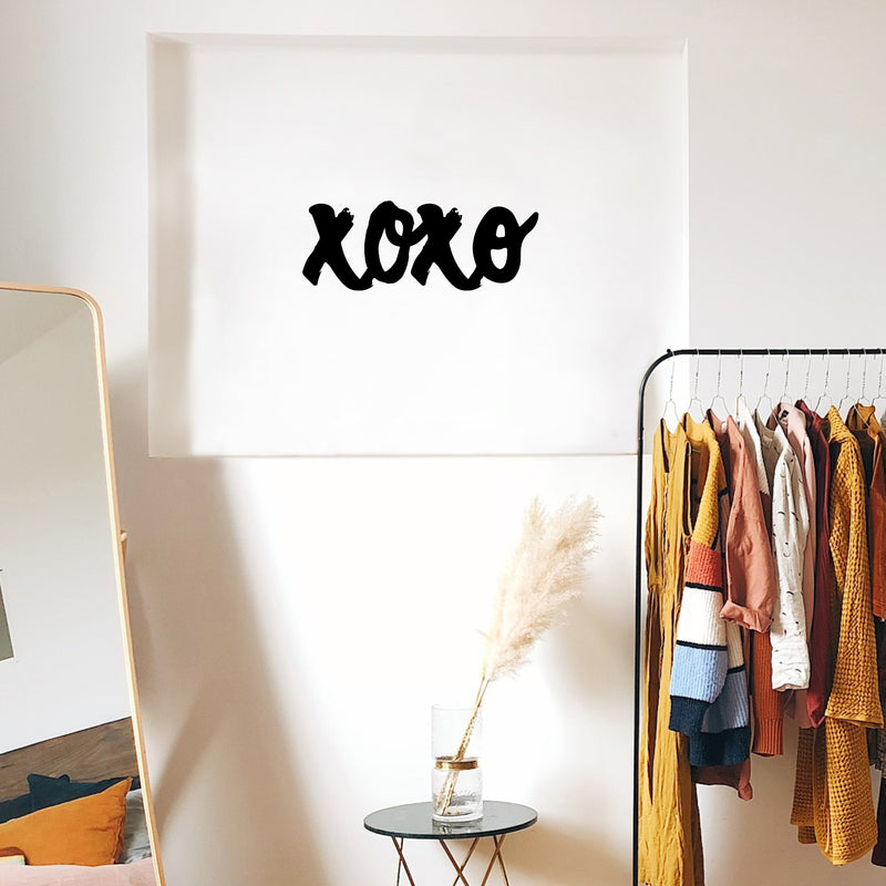 Vinyl Wall Art Decal - XOXO - 14" x 5.5" - Kisses & Hugs Modern Inspirational Quote Sticker For Couples Home Office Boyfriend Girlfriend Bedroom Valentine's Day Decor 2