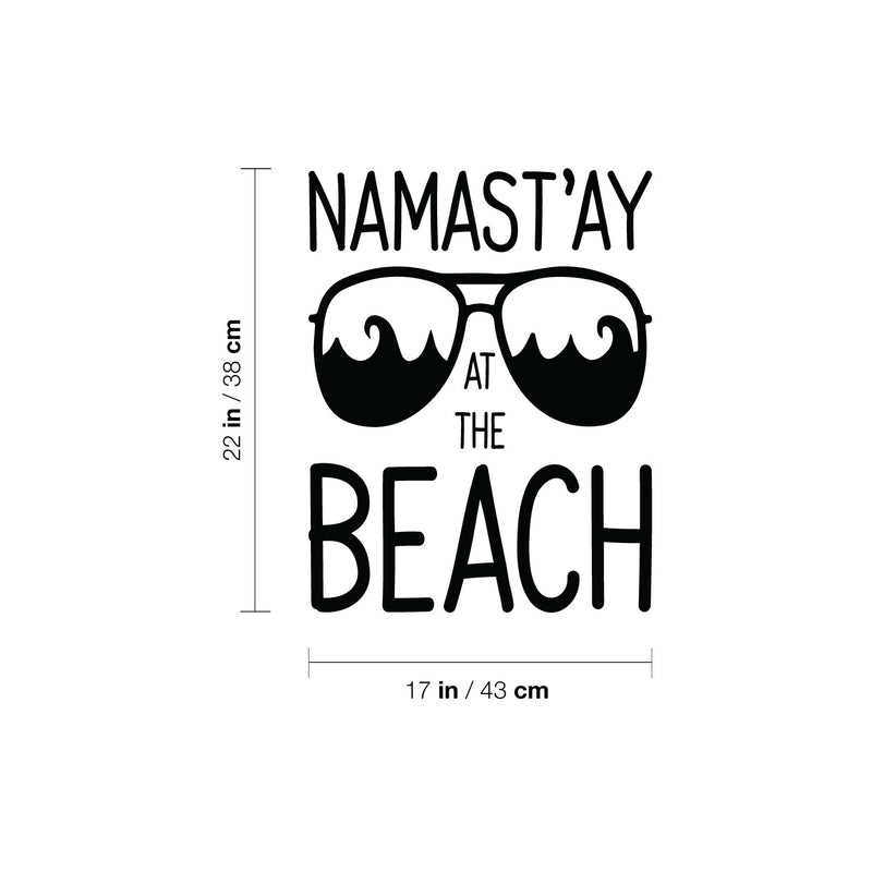 Vinyl Wall Art Decal - Namast'ay At The Beach - Sunglasses Shape Trendy Inspirational Quote Sticker For Beach Lovers Home Office Bedroom Living Room Store Decor 4
