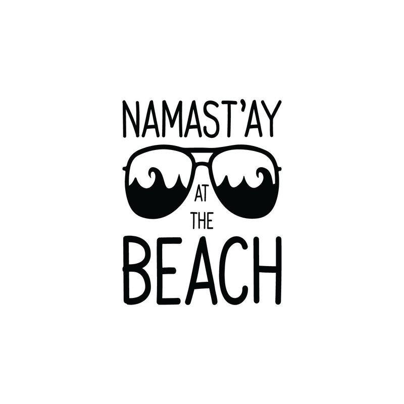 Vinyl Wall Art Decal - Namast'ay At The Beach - Sunglasses Shape Trendy Inspirational Quote Sticker For Beach Lovers Home Office Bedroom Living Room Store Decor 1