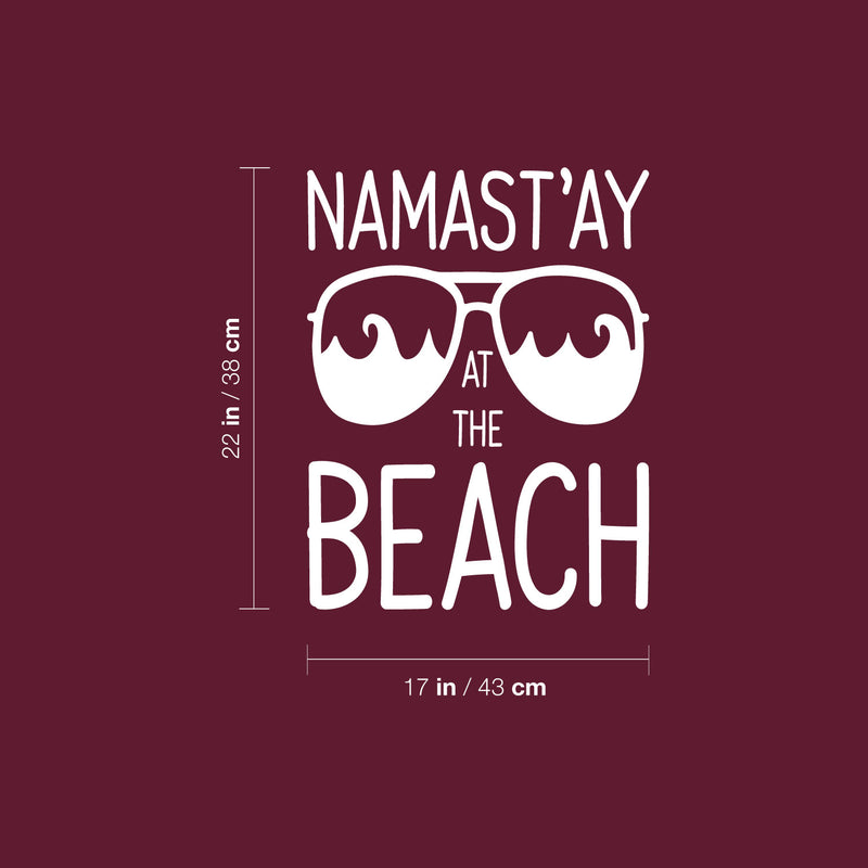 Vinyl Wall Art Decal - Namast'ay At The Beach - 17" x 22" - Sunglasses Shape Trendy Inspirational Quote Sticker For Beach Lovers Home Office Bedroom Living Room Store Decor 4