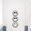 Vinyl Wall Art Decal - Happy Faces - 9" x 27.5" - Happy Face Modern Inspirational Positive Stickers For Kids Room Door Home Office Children Bedroom School Playroom Decor 2