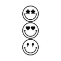 Vinyl Wall Art Decal - Happy Faces - 9" x 27.5" - Happy Face Modern Inspirational Positive Stickers For Kids Room Door Home Office Children Bedroom School Playroom Decor 1