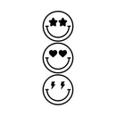 Vinyl Wall Art Decal - Happy Faces - 9" x 27.5" - Happy Face Modern Inspirational Positive Stickers For Kids Room Door Home Office Children Bedroom School Playroom Decor 1