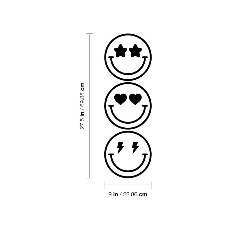 Vinyl Wall Art Decal - Happy Faces - 9" x 27.5" - Happy Face Modern Inspirational Positive Stickers For Kids Room Door Home Office Children Bedroom School Playroom Decor 4