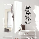 Vinyl Wall Art Decal - Happy Faces - 9" x 27.5" - Happy Face Modern Inspirational Positive Stickers For Kids Room Door Home Office Children Bedroom School Playroom Decor 3