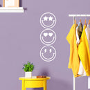 Vinyl Wall Art Decal - Happy Faces - 9" x 27.5" - Happy Face Modern Inspirational Positive Stickers For Kids Room Door Home Office Children Bedroom School Playroom Decor 2