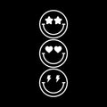 Vinyl Wall Art Decal - Happy Faces - 9" x 27.5" - Happy Face Modern Inspirational Positive Stickers For Kids Room Door Home Office Children Bedroom School Playroom Decor 1