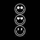 Vinyl Wall Art Decal - Happy Faces - 9" x 27.5" - Happy Face Modern Inspirational Positive Stickers For Kids Room Door Home Office Children Bedroom School Playroom Decor 1