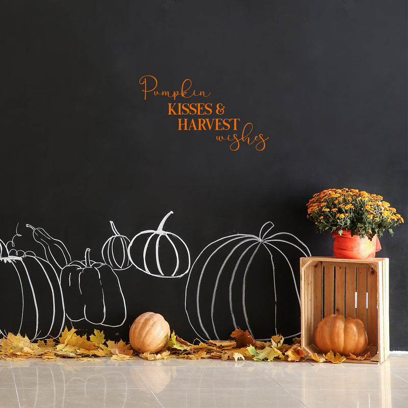 Vinyl Wall Art Decal - Pumpkin Kisses & Harvest Wishes - 14. Inspiring Lovely Autumn Season Quote Sticker For Home Bedroom Family Room Office Coffee Shop Storefront Decor 3