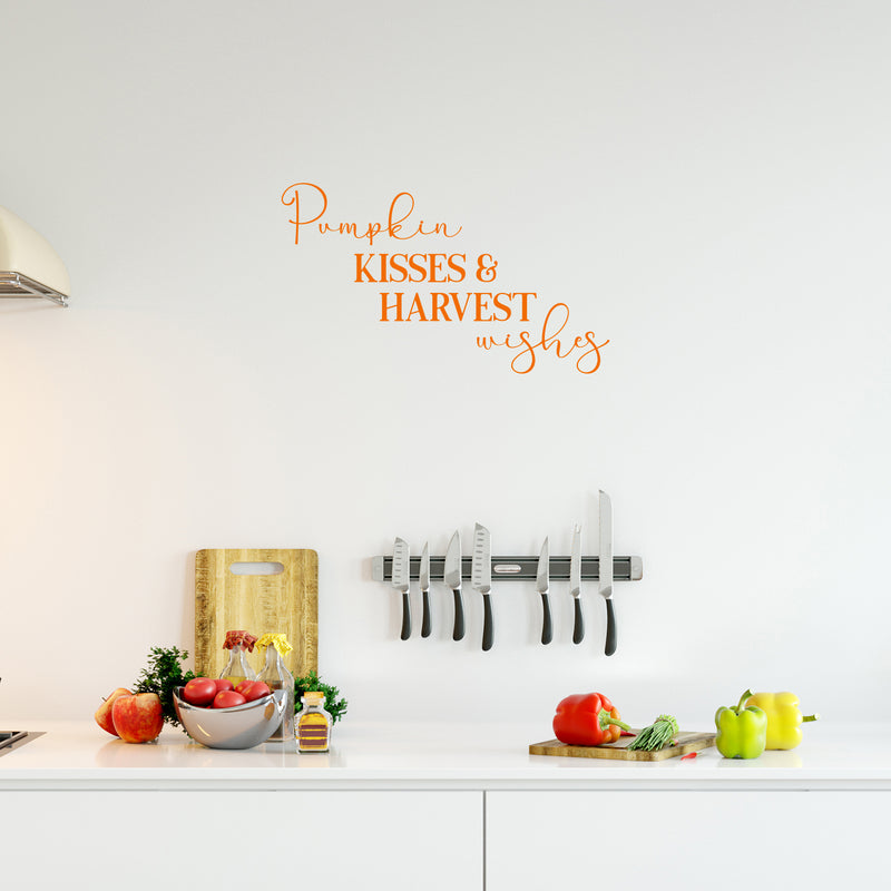 Vinyl Wall Art Decal - Pumpkin Kisses & Harvest Wishes - 14. Inspiring Lovely Autumn Season Quote Sticker For Home Bedroom Family Room Office Coffee Shop Storefront Decor 2