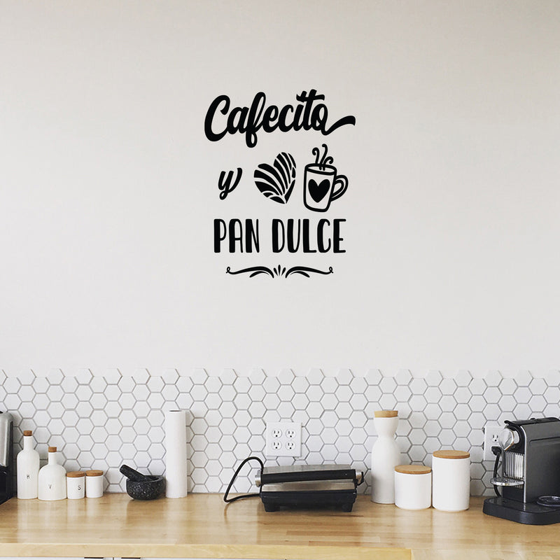 Vinyl Wall Art Decal - Cafecito Y Pan Dulce - 20" x 25" - Modern Cafe Spanish Quote Quote Sticker For Coffee Lovers Home Kitchen Dining Room Latina Mexico Work Office kitchenette Decor 3