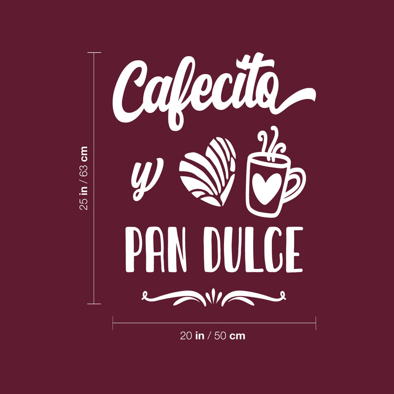 Vinyl Wall Art Decal - Cafecito Y Pan Dulce - 20" x 25" - Modern Cafe Spanish Quote Quote Sticker For Coffee Lovers Home Kitchen Dining Room Latina Mexico Work Office kitchenette Decor 4